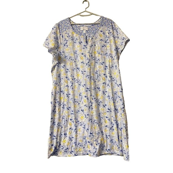 NEW! Carole Hochman Meadow Floral 100% Cotton 2-Pack Sleepshirts 1X(BLUE) - Picture 8 of 12